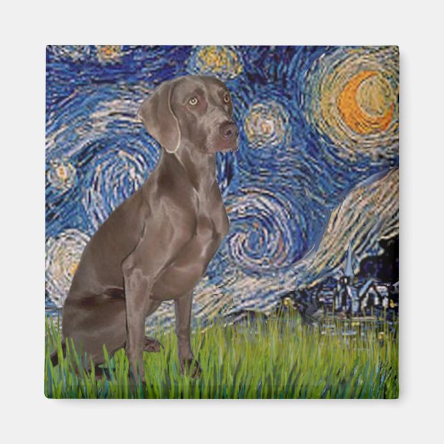 Imán Noche estrellada - Weimaraner (Z) (Frente)