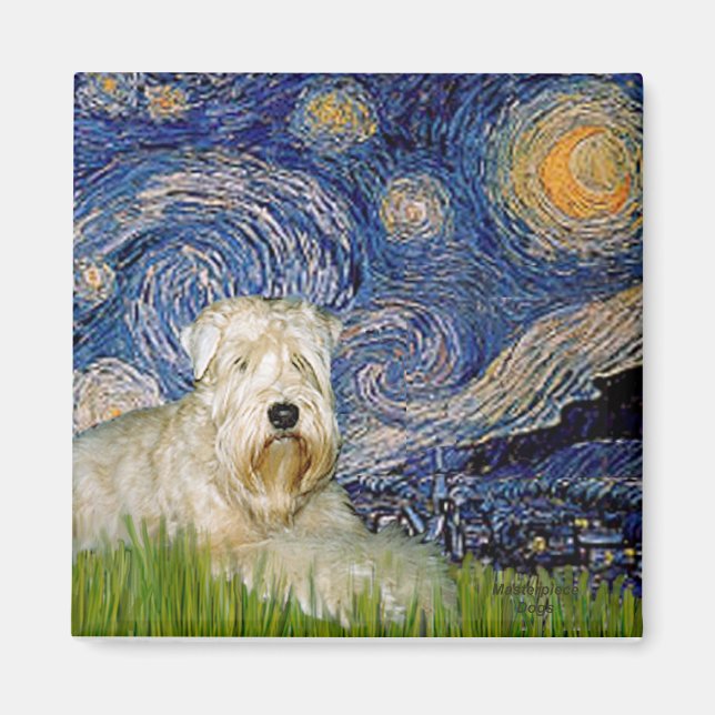Imán Noche estrellada - Wheaten Terrier 1 (Frente)