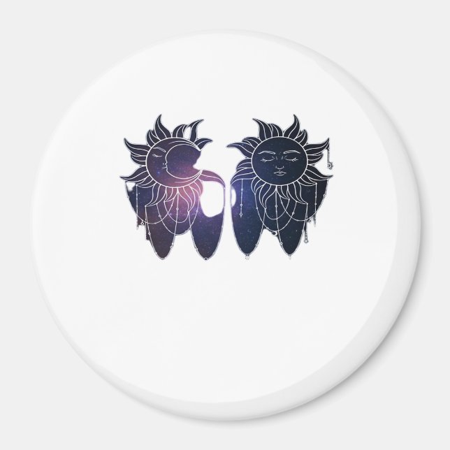 Imán Noche estrellada Whimsigoth Sol Luna Clásico Bruja (Frente)