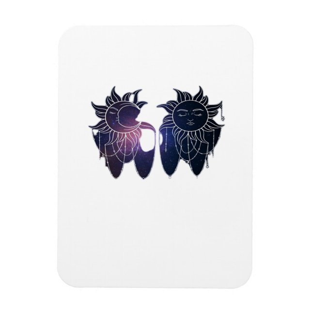 Imán Noche estrellada Whimsigoth Sol Luna Clásico Brujo (Vertical)