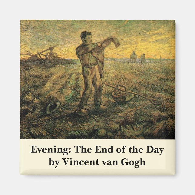 Imán Noche - Fin del día por Vincent van Gogh (Frente)