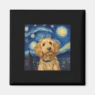 Imán Noche Goldendoodle Van Gogh Starry