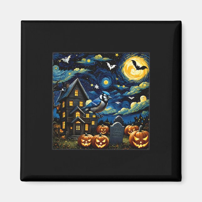 Imán Noche Halloween Blue Jay Starry (Frente)