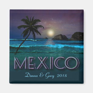 Imán Noche mexicana en la playa (personalizable)