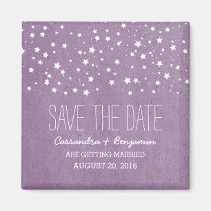 Imán Noche Purple Starry Save the Date Magnet