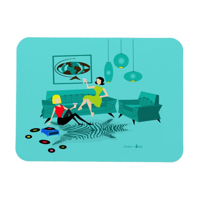 Imán Noche Retro Chica En Magnet Flexible (Horizontal)