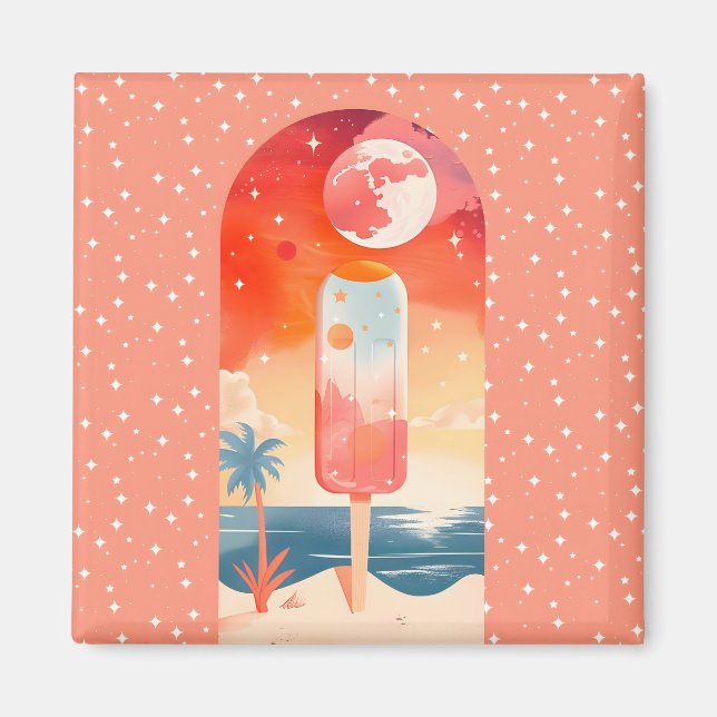 Imán Noche tropical de verano estrellada (Frente)