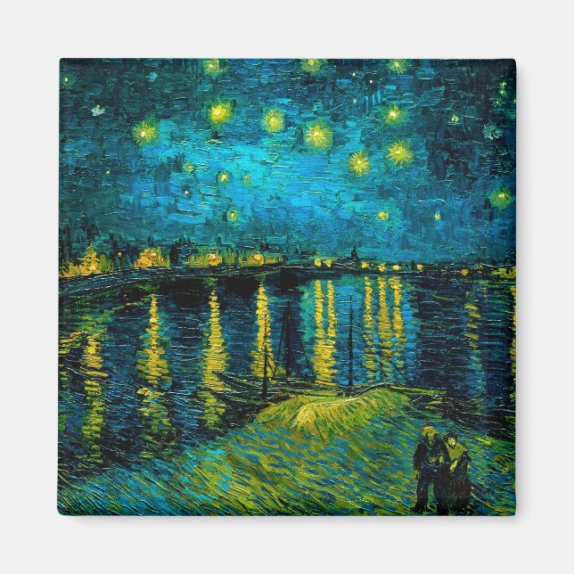 Imán Noche Van Gogh Starry sobre el Ródano (Frente)