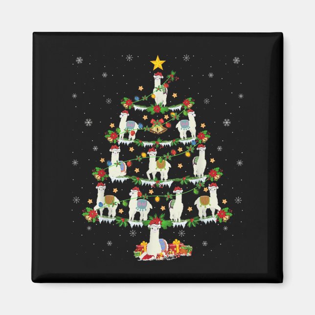 Imán Nochebuena alumbrando árbol de navidad Santa Llama (Frente)
