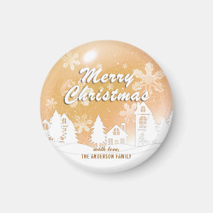 Imán Nochebuena de copas de nieve de la Casa Blanca Fel