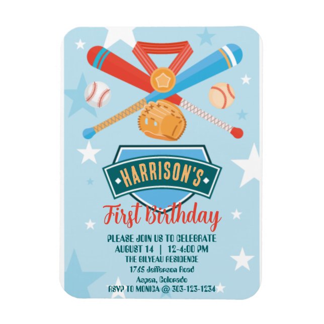 Imán Nochebuena del año Béisbol Primer cumpleaños (Vertical)