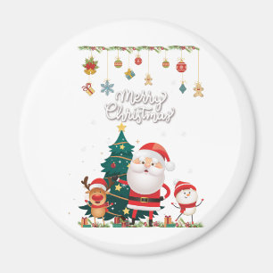 Imán Nochebuena divertida, hombre de nieve, reno Feliz