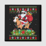 Imán Nochebuena estilo suéter Santa Riding Christma<br><div class="desc">Navidades de cabras de Santa Riding con estilo de suéter navideño</div>