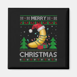Imán Nochebuena, suéter, luces de Santa Banana Christ