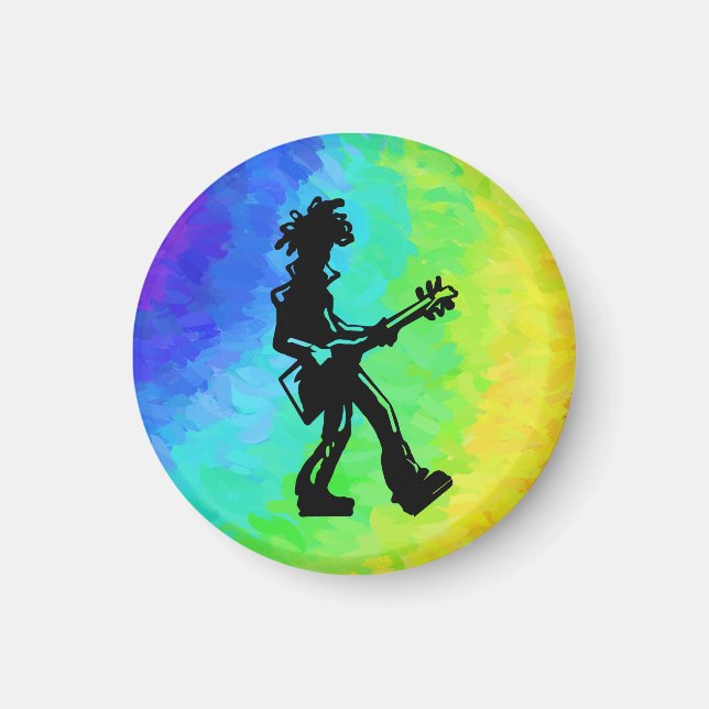 Imán Noches de Boogie de Nueva York Guitarra Arcoiris (Frente)