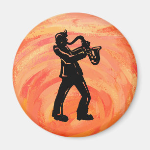 Imán Noches de boogie de Nueva York Naranja saxofón