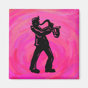 Imán Noches de boogie en Nueva York Rosa Saxofón