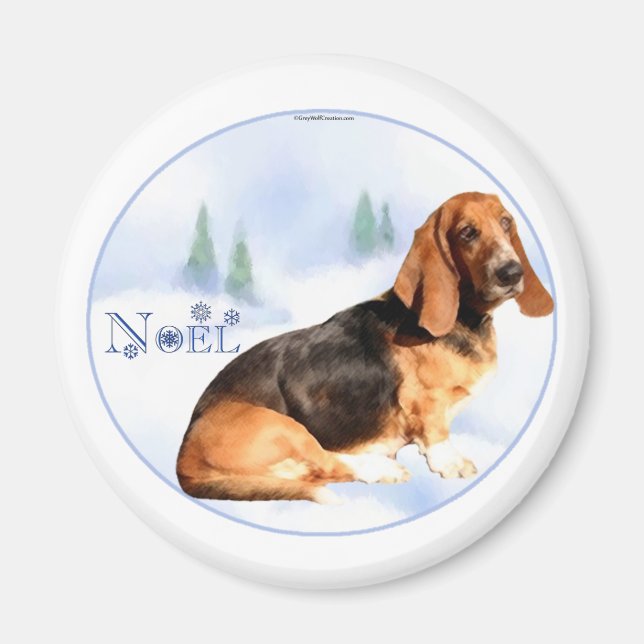 Imán Noel Basset Hound Magnet (Frente)