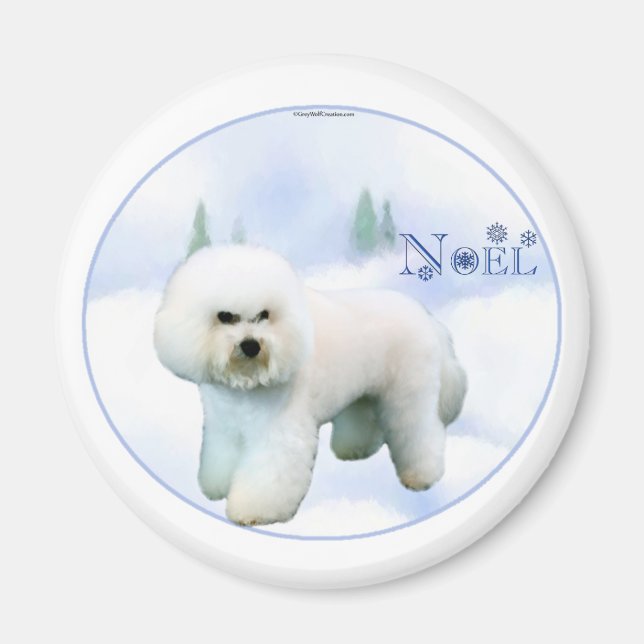 Imán Noel Bichon Frise - Personalizado (Frente)