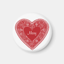 Imán Nombrar tu corazón vintage de encaje