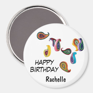 Imán Nombre, 3 pulgadas Feliz cumpleaños Quilled Paisle