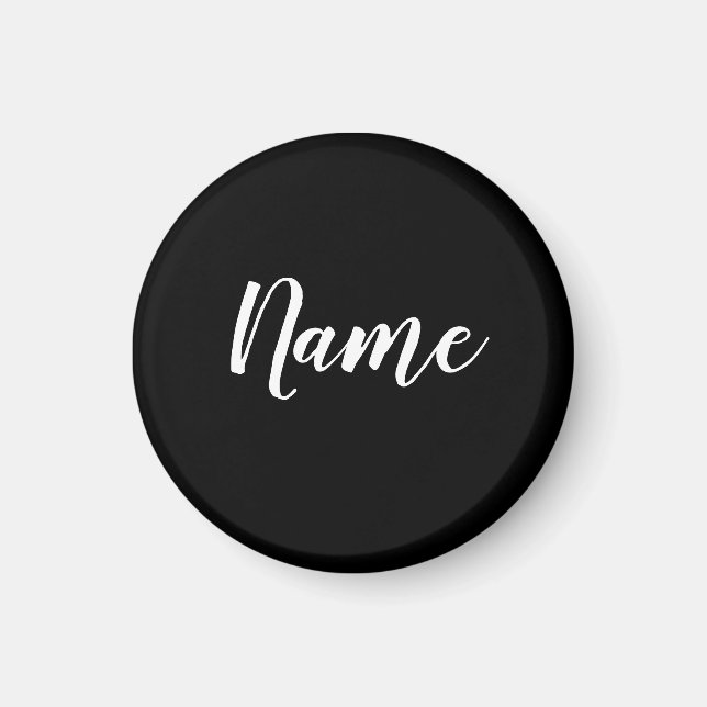 Imán Nombre blanco sobre fondo negro (Frente)