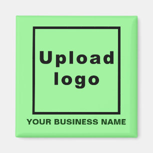 Imán Nombre comercial y logotipo de luz verde cuadrado