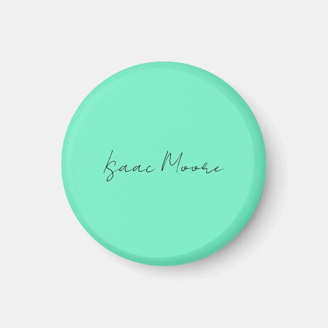 Imán Nombre de caligrafía elegante del guión azul verde (Frente)