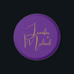 Imán Nombre de caligrafía Minimalista moderna boda<br><div class="desc">Puede cambiar fácilmente las fuentes y los colores. También puede agregar su logotipo y la imagen de fondo como desee.</div>