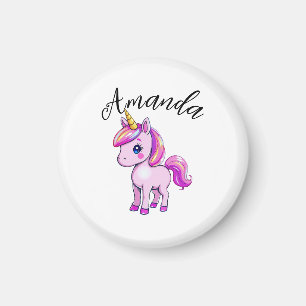 Imán Nombre de Chica de Unicornio rosa vibrante