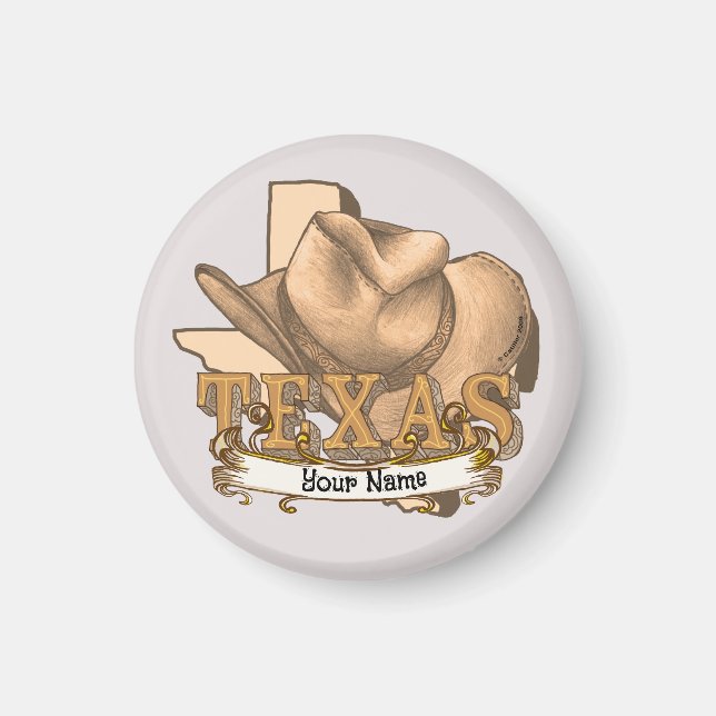 Imán Nombre de costumbre de Texas Cowboy (Frente)