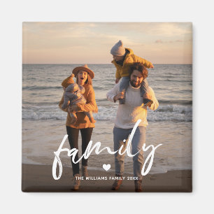 Imán Nombre de familia de foto personalizada con letra 