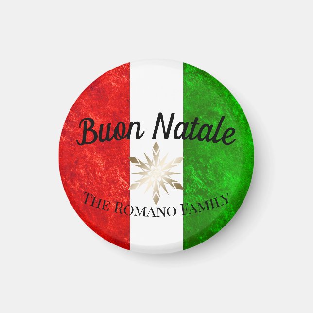Imán Nombre de familia italiana Buon Natale Bandera Nav (Frente)