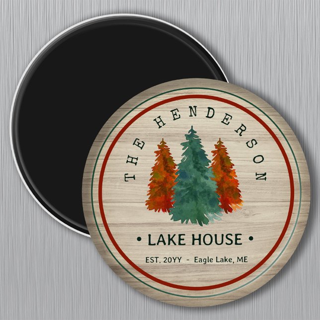 Imán Nombre de familia Lake House Pine Tree wood Person (Subido por el creador)