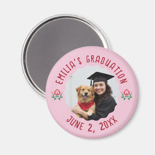 Imán Nombre de foto personalizado Año Graduación rosa R