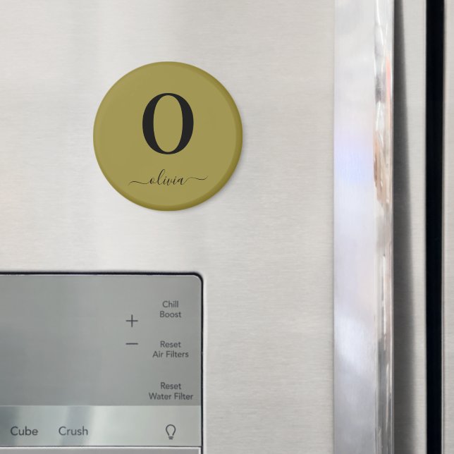 Imán Nombre De Guión Monograma Oro Personalizado Y Negr (In situ (nevera))