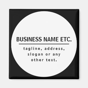 Imán Nombre de la empresa y lema/otro texto Blanco y
