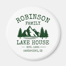 Imán Nombre de la familia Lake House Forest Green Trees
