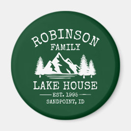 Imán Nombre de la familia Lake House Trees Forest Green