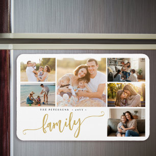 Imán Nombre de la familia personalizado collage de 6 fo
