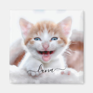 Imán Nombre de la foto de tu gato con florituras