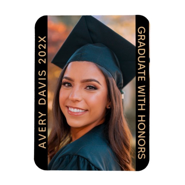 Imán Nombre de la foto del año de graduación con título (Vertical)