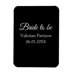 Imán Nombre de la novia fecha ducha de boda negra blanc