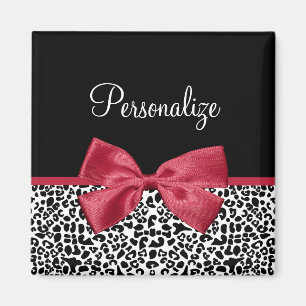 Imán Nombre de lazo rojo de leopardo