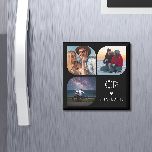 Imán Nombre de Monograma 3 Foto Moderno Simple Tendenci (Subido por el creador)