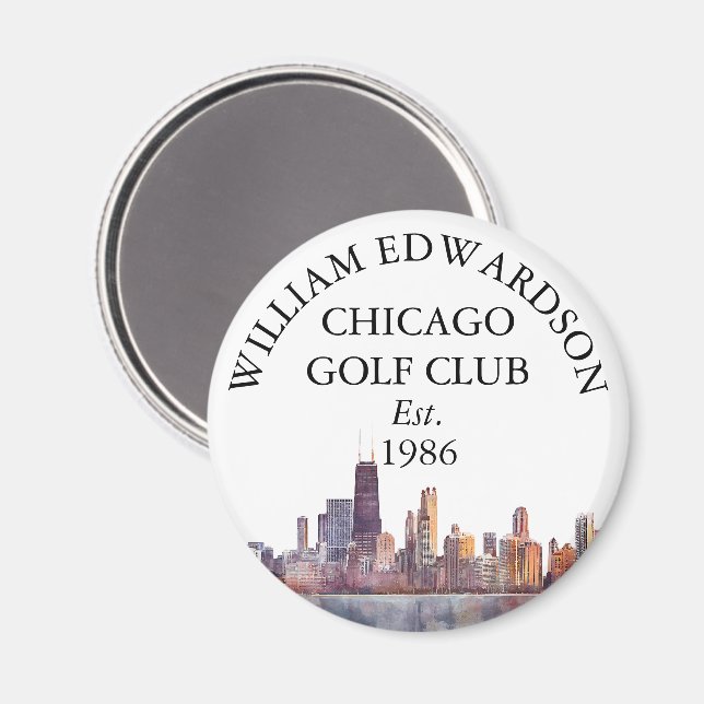 Imán Nombre de palo de golf personalizado Chicago Skyli (Anverso/Reverso)