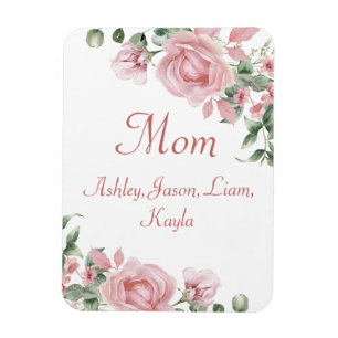 Imán Nombre de personalizado Mamá Rosa Floral 4 a 8 niñ