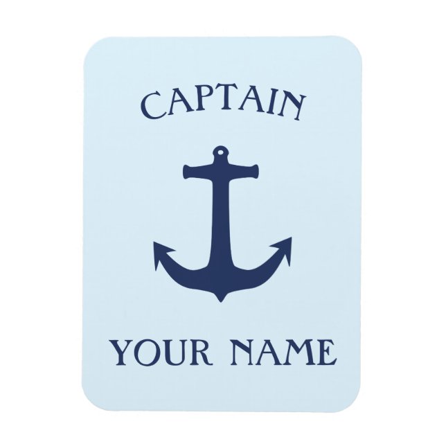 Imán Nombre del capitán del personalizar con ancla mari (Vertical)