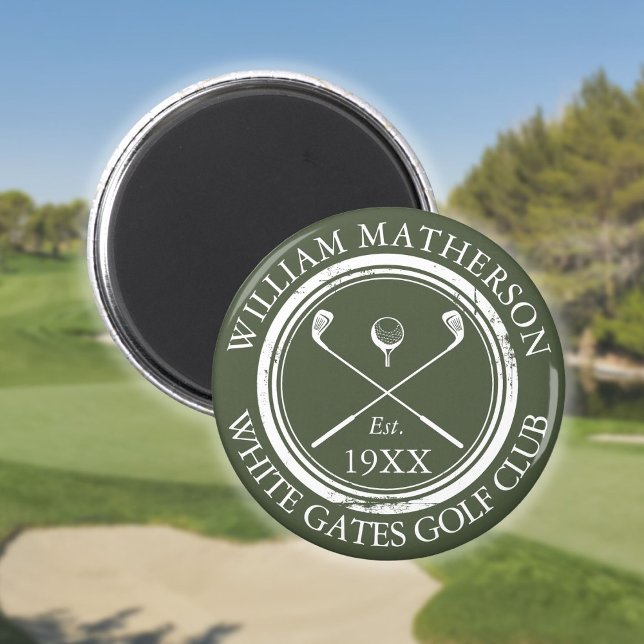 Imán Nombre del club de golf personalizado Olive Green (Personalized Golf Club Name Olive Green Magnet)
