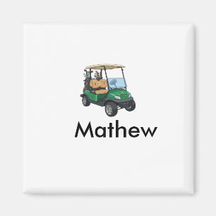 Imán nombre del hombre del coche de golf verde regalos